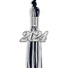 Navy Blue/Silver/White Mixed Color Graduation Tassel with Silver Bling Charm by Wholesale Grad Supply