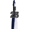 Navy Blue/White Graduation Tassel with Black Bling Charm by Wholesale Grad Supply