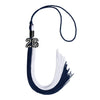 Navy Blue/White Graduation Tassel with Black Bling Charm by Wholesale Grad Supply