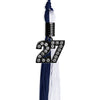 Navy Blue/White Graduation Tassel with Black Bling Charm by Wholesale Grad Supply