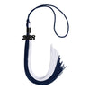 Navy Blue/White Graduation Tassel with Black Bling Charm by Wholesale Grad Supply