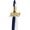 Navy Blue/White Graduation Tassel with Gold Bling Charm by Wholesale Grad Supply