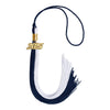 Navy Blue/White Graduation Tassel with Gold Bling Charm by Wholesale Grad Supply