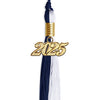 Navy Blue/White Graduation Tassel with Gold Bling Charm by Wholesale Grad Supply