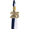 Navy Blue/White Graduation Tassel with Gold Bling Charm by Wholesale Grad Supply