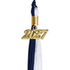 Navy Blue/White Graduation Tassel with Gold Bling Charm by Wholesale Grad Supply