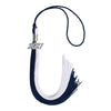 Navy Blue/White Graduation Tassel with Silver Bling Charm by Wholesale Grad Supply
