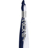 Navy Blue/White Graduation Tassel with Silver Stacked Date Drop by Wholesale Grad Supply