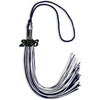 Navy Blue/White Mixed Color Graduation Tassel with Black Bling Charm by Wholesale Grad Supply