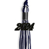 Navy Blue/White Mixed Color Graduation Tassel with Black Bling Charm by Wholesale Grad Supply