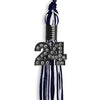 Navy Blue/White Mixed Color Graduation Tassel with Black Bling Charm by Wholesale Grad Supply