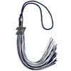 Navy Blue/White Mixed Color Graduation Tassel with Black Bling Charm by Wholesale Grad Supply