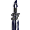 Navy Blue/White Mixed Color Graduation Tassel with Black Bling Charm by Wholesale Grad Supply