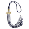 Navy Blue/White Mixed Color Graduation Tassel with Gold Bling Charm by Wholesale Grad Supply