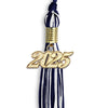 Navy Blue/White Mixed Color Graduation Tassel with Gold Bling Charm by Wholesale Grad Supply