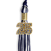 Navy Blue/White Mixed Color Graduation Tassel with Gold Bling Charm by Wholesale Grad Supply