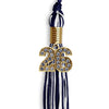 Navy Blue/White Mixed Color Graduation Tassel with Gold Bling Charm by Wholesale Grad Supply