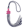 Navy Blue/White Mixed Color Graduation Tassel with Pink Bling Charm by Wholesale Grad Supply