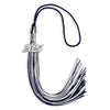 Navy Blue/White Mixed Color Graduation Tassel with Silver Bling Charm by Wholesale Grad Supply