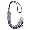 Navy Blue/White Mixed Color Graduation Tassel with Silver Bling Charm by Wholesale Grad Supply