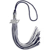 Navy Blue/White Mixed Color Graduation Tassel with Silver Bling Charm by Wholesale Grad Supply