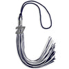 Navy Blue/White Mixed Color Graduation Tassel with Silver Bling Charm by Wholesale Grad Supply