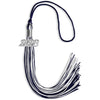 Navy Blue/White Mixed Color Graduation Tassel with Silver Bling Charm by Wholesale Grad Supply