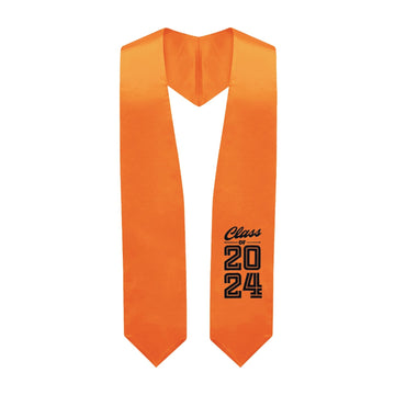 Orange Class of 2024 Graduation Stole/Sash with Classic Tips by Wholesale Grad Supply