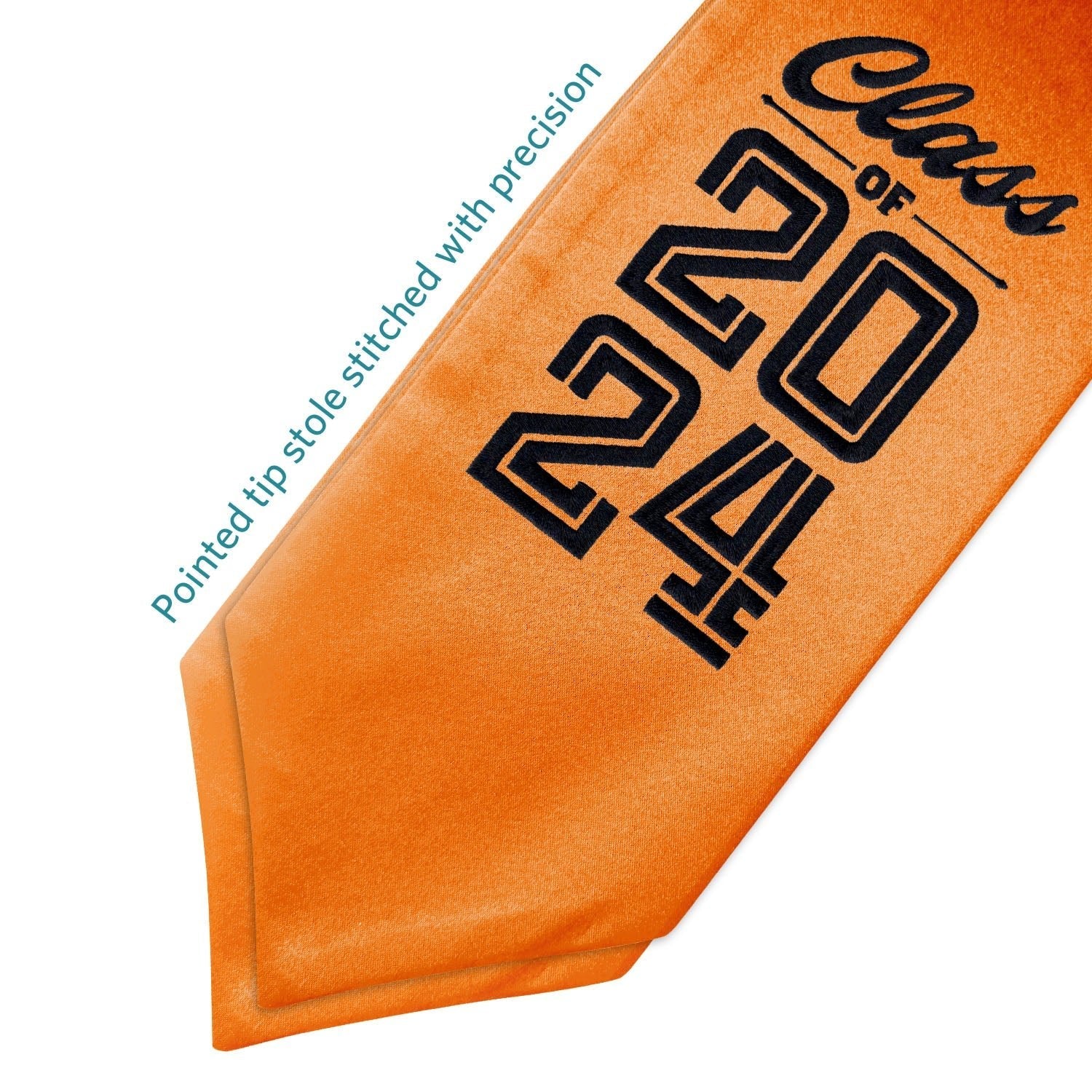 Orange Class of 2024 Graduation Stole/Sash with Classic Tips by Wholesale Grad Supply