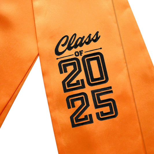 Orange Class of 2025 Graduation Stole/Sash with Classic Tips by Wholesale Grad Supply