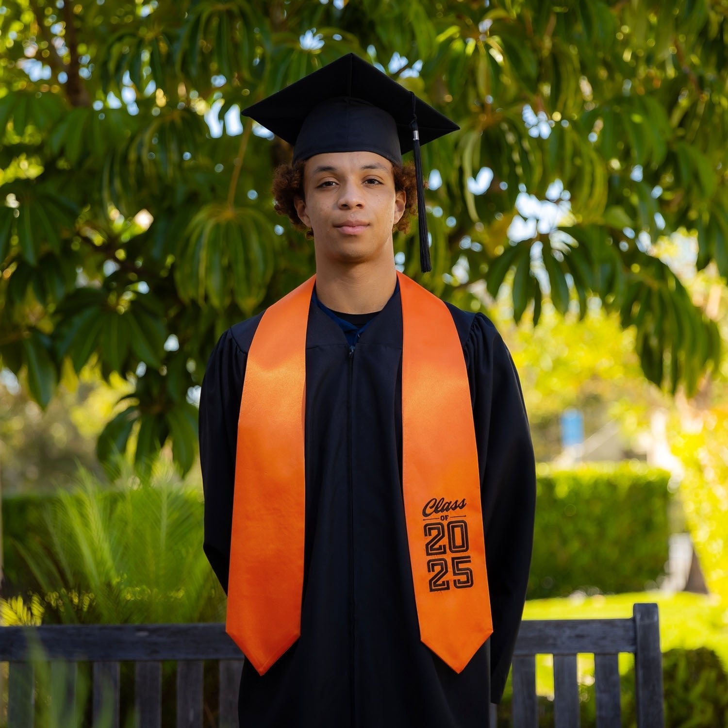 Orange Class of 2025 Graduation Stole/Sash with Classic Tips by Wholesale Grad Supply