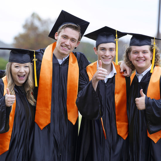 Orange Graduation Stole by Wholesale Grad Supply