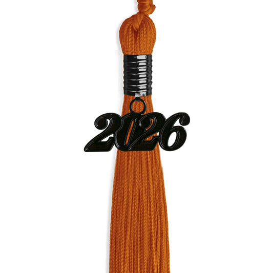 Orange Graduation Tassel with Black Bling Charm by Wholesale Grad Supply