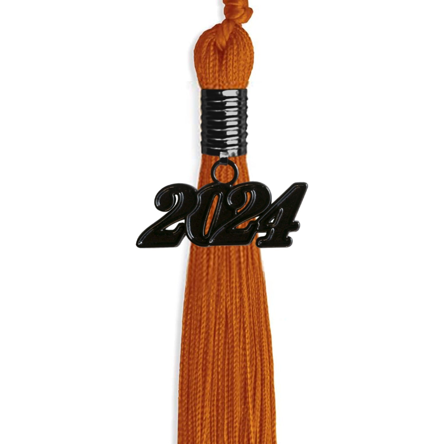 Orange Graduation Tassel with Black Bling Charm by Wholesale Grad Supply