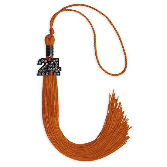 Orange Graduation Tassel with Black Bling Charm by Wholesale Grad Supply