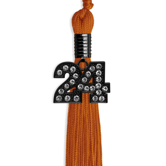 Orange Graduation Tassel with Black Bling Charm by Wholesale Grad Supply