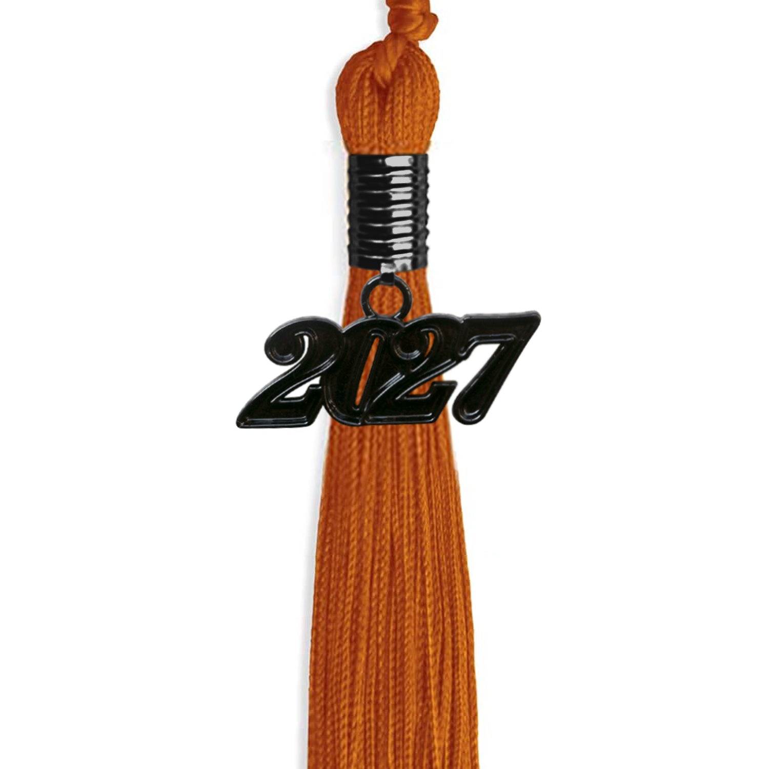 Orange Graduation Tassel with Black Bling Charm by Wholesale Grad Supply