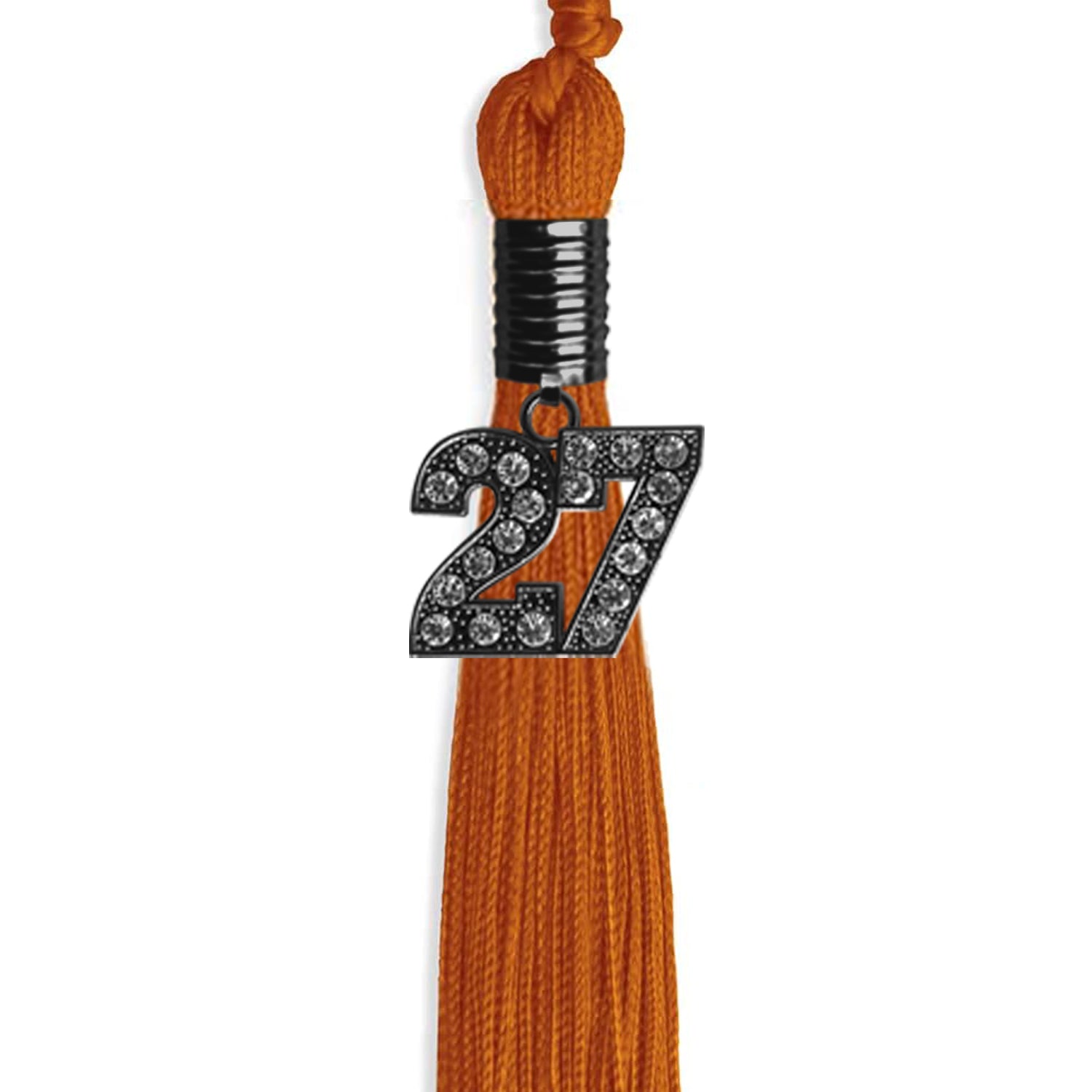 Orange Graduation Tassel with Black Bling Charm by Wholesale Grad Supply