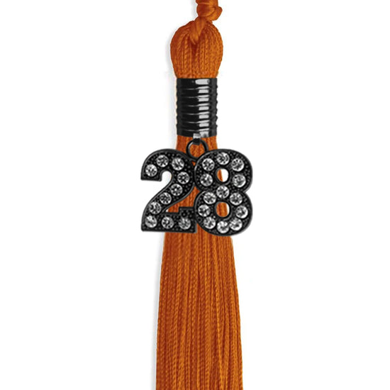 Orange Graduation Tassel with Black Bling Charm by Wholesale Grad Supply