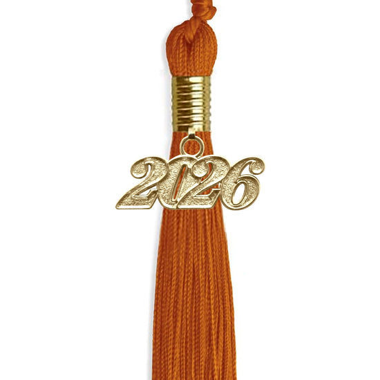 Orange Graduation Tassel with Gold Bling Charm by Wholesale Grad Supply