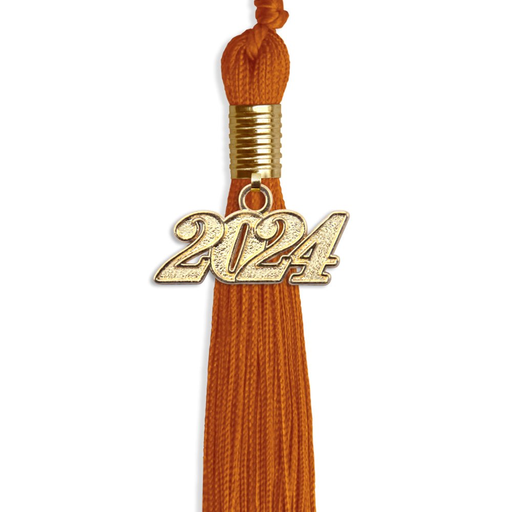 Orange Graduation Tassel with Gold Bling Charm by Wholesale Grad Supply