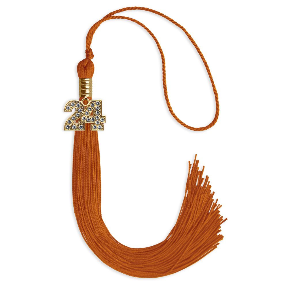 Orange Graduation Tassel with Gold Bling Charm by Wholesale Grad Supply