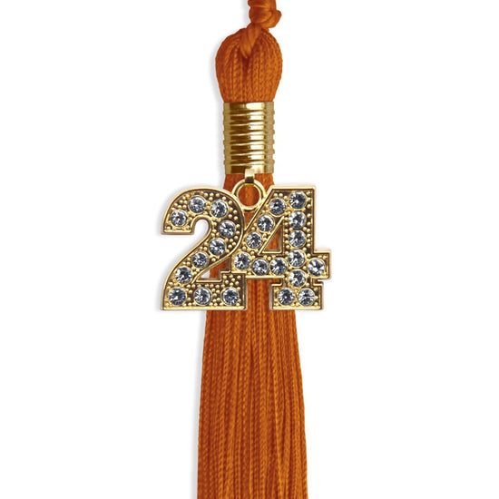 Orange Graduation Tassel with Gold Bling Charm by Wholesale Grad Supply