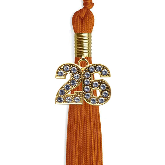 Orange Graduation Tassel with Gold Bling Charm by Wholesale Grad Supply