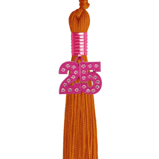 Orange Graduation Tassel with Pink Bling Charm by Wholesale Grad Supply