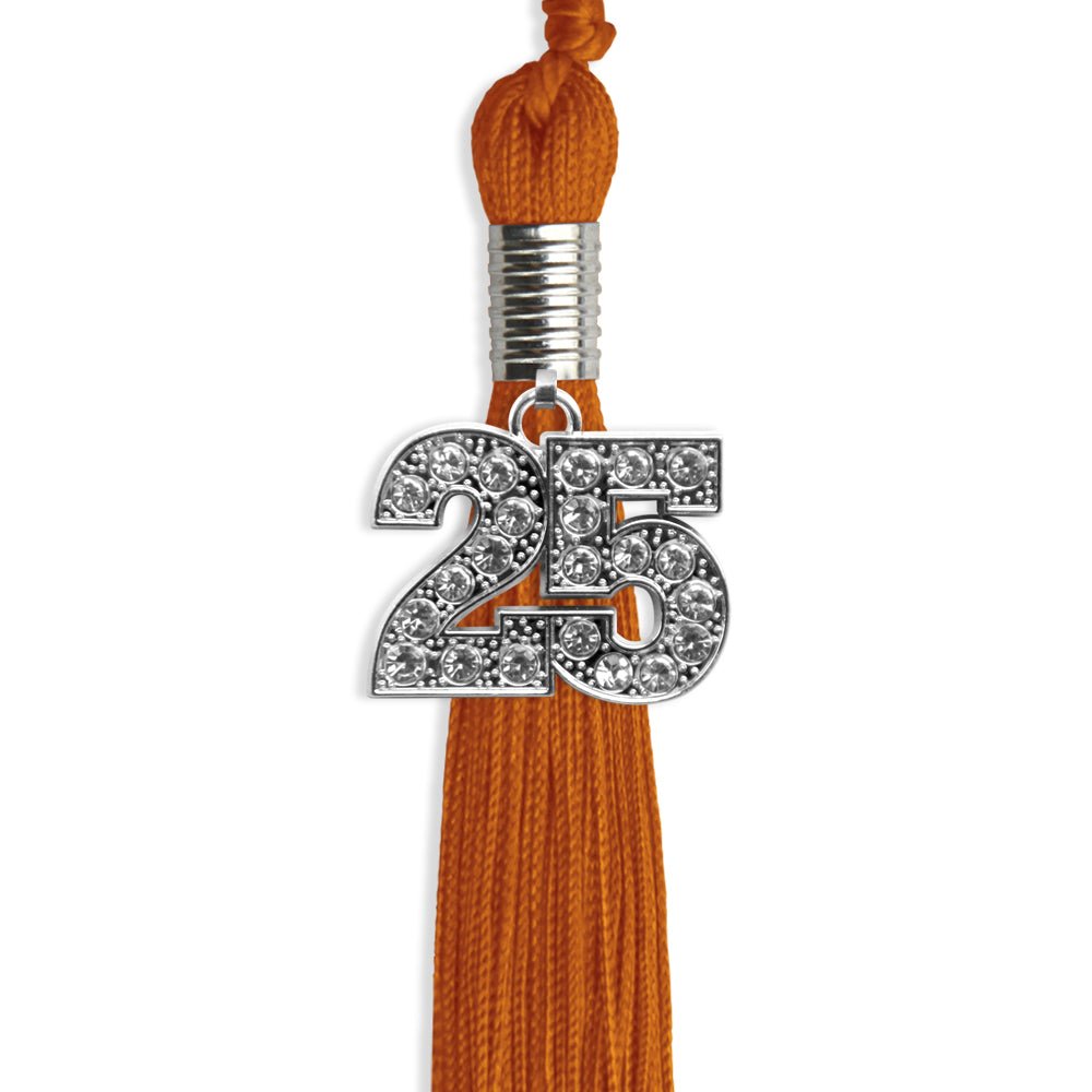Orange Graduation Tassel with Silver Bling Charm by Wholesale Grad Supply