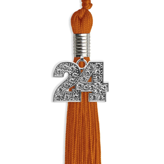 Orange Graduation Tassel with Silver Bling Charm by Wholesale Grad Supply