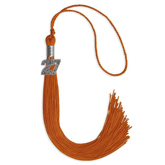 Orange Graduation Tassel with Silver Bling Charm by Wholesale Grad Supply