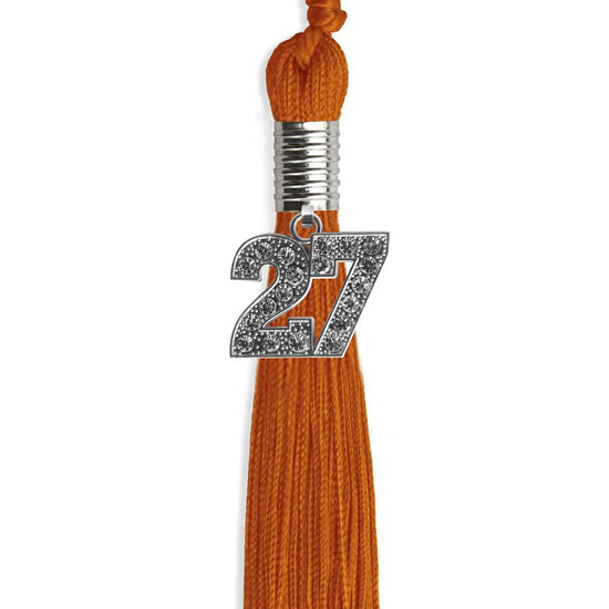 Orange Graduation Tassel with Silver Bling Charm by Wholesale Grad Supply