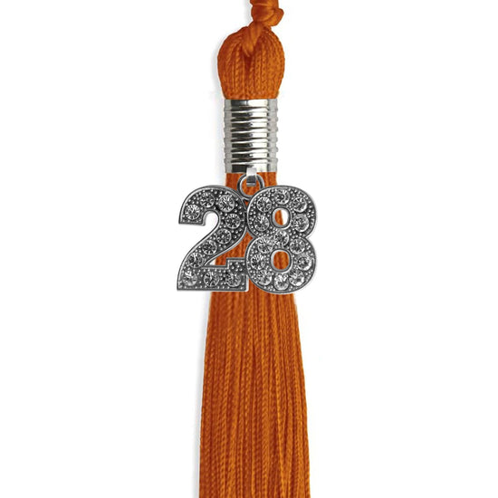 Orange Graduation Tassel with Silver Bling Charm by Wholesale Grad Supply